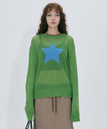 Star Knit Pullover Green