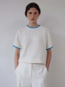 Pansy half sleeve knit (white)