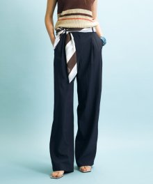 WIDE TWO TUCK PANTS - NAVY