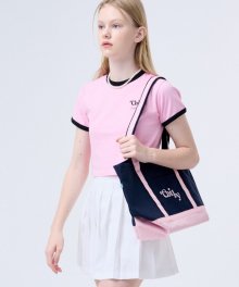 Two tone Logo Shoulder Bag_navy/pink