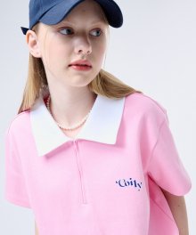 Logo Half Zip-Up Top_pink