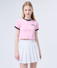 Moment Crop T-shirt_pink/black