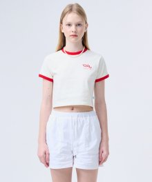 Moment Crop T-shirt_beige/red