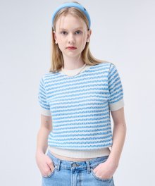 Summer Stripe Half Knit_sky blue