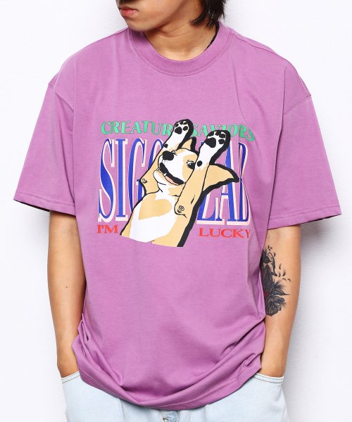 MUSINSA | BSRABBIT CS LUCKY DOG SHORT SLEEVE T-SHIRT PURPLE