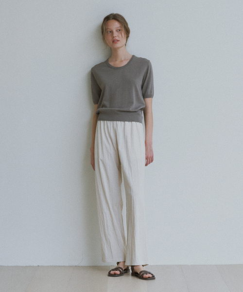 Crease banding wide pants