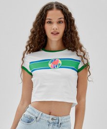 [GO x J BALVIN] 여성 배색 크롭 반팔 티셔츠