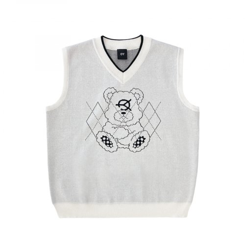 MUSINSA | OY ARGYLE STITCH ODOLLY KNIT VEST - WHITE