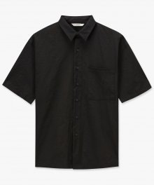시어서커 오버핏 하프셔츠 - 블랙
