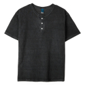 굿온(GOODON) 헨리넥 반팔 티셔츠 - 피그먼트 블랙
