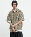OW052 linen check shirts (brown)