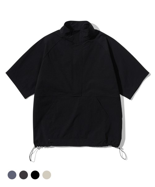 MUSINSA EASY NO EASY Heavy nylon short sleeve anorak jacket black