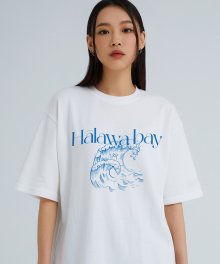 하라와베이 하프 티셔츠 화이트블루