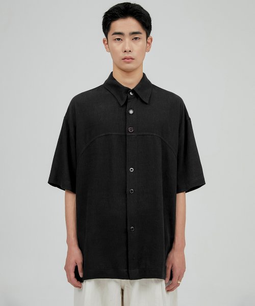 MUSINSA | FLAREUP E21 Western Short-sleeved Linen Shirt - Black
