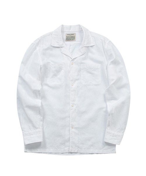 Полуоверсайз льняная рубашка Cuban с открытым воротником (White)