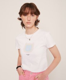 Aurora-Kitten Crop TEE_White