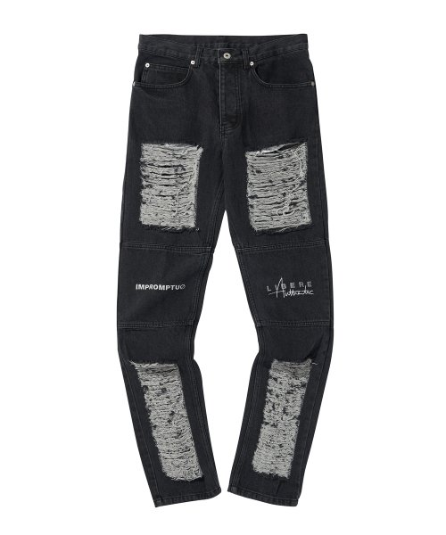 LIBERE DAMAGE VER2 DENIMPANTS / BLACK