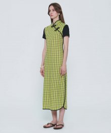 Plaid Folksy Maxi Dress Green