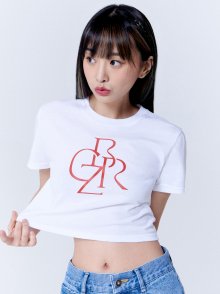 [22HS] 로고 크롭 반팔 티셔츠_RED