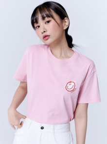 [22HS] 스마일 오버핏 티셔츠 (WOMEN)_PINK