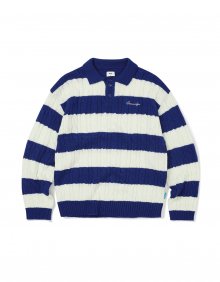 [Mmlg] RUGBY AND CABLE KNIT (BLUE)