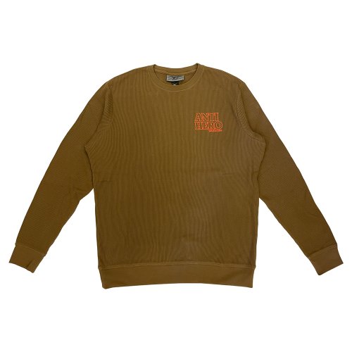 LIL BLACK HERO OUTLINE Custom Thermal Waffle Knit Crew - BROWN 53020011D