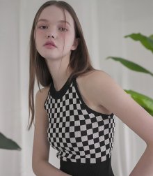 checkerroll chock sleeveless BLACK