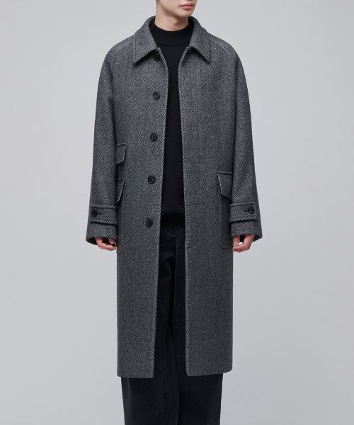 Оверсайз пальто бальмакаан MANTECO в елочку (Dark Gray)
