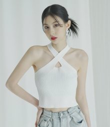 Cross knit sleeveless WHITE