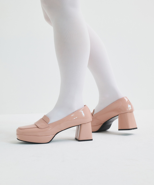 Y2K 스퀘어 토 에나멜 블록 힐 펌프스 412211011 (7cm/2colors)