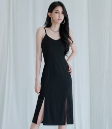 linen sleeveless dress BLACK