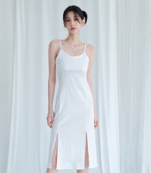 linen sleeveless dress WHITE