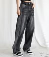 two-tone wide pants GREY