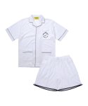 씨오엠이(COME) [SET] Piped Terry Short-Sleeved Shirt + Binding Terry Shorts (White)