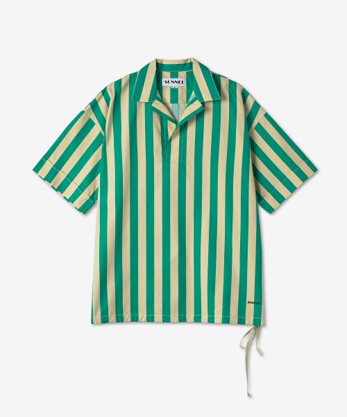 MUSINSA | SUNNEI Men's Drawstring Striped Short Sleeve Shirt