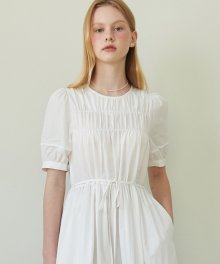 [론론x오프닝선샤인] SHIRRING LONG DRESS WHITE