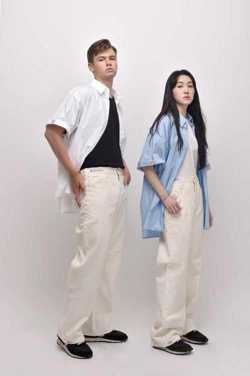 [unisex] Двусторонние широкие брюки из хлопка (Cream White)