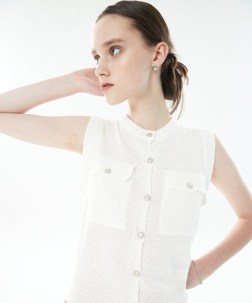 LLS POCKET KNIT VEST(IVORY)