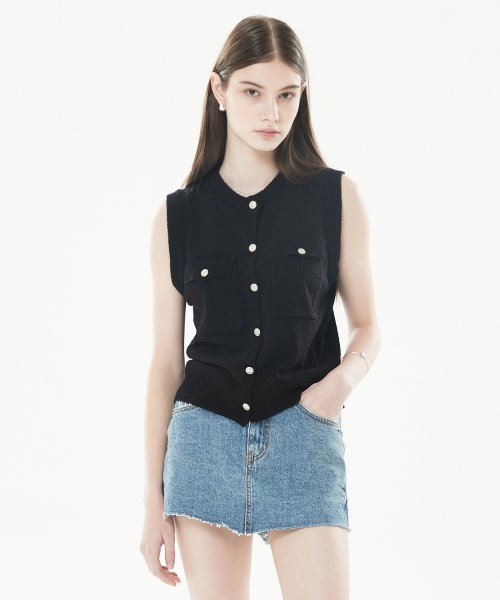 LLS POCKET KNIT VEST(BLACK)