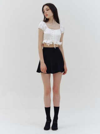 카인더베이비(KINDABABY) Black Satin Line Mini Skirt