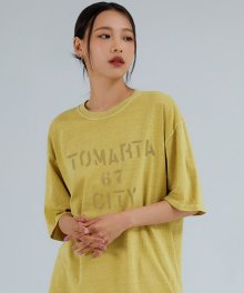 토마타 피그먼트 코튼 하프 티셔츠 머스타드