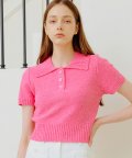 핑크 니나 칼라 니트 탑 / PINK NINA COLLAR KNIT TOP