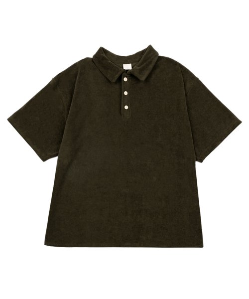 Overfit Terry Collar T-shirts_khaki M