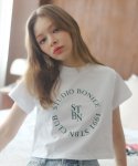 보늬(BONIEE) 크롭티 써클 라운드(Crop Circle Round) 그래픽 루즈 티셔츠 화이트