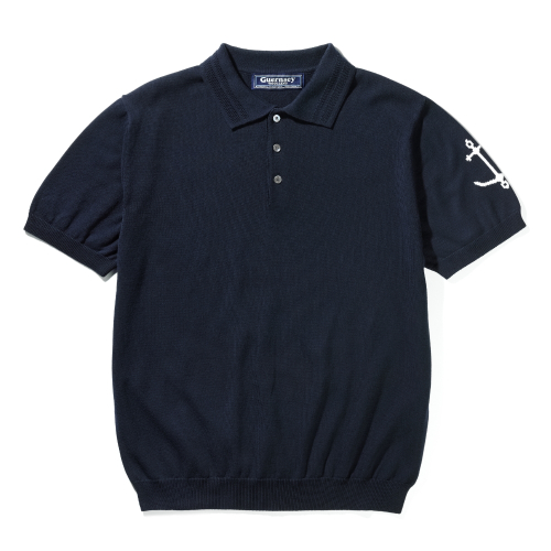 Хлопковое поло с коротким рукавом - Navy
