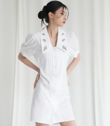 Fruit Big Collar Puff onepiece WHITE