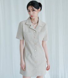 linen jacket dress BEIGE