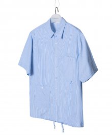 STRIPE POCKET HALF SHIRTS blue