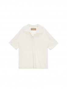 TERRY PIQUE HALF TOP IN IVORY