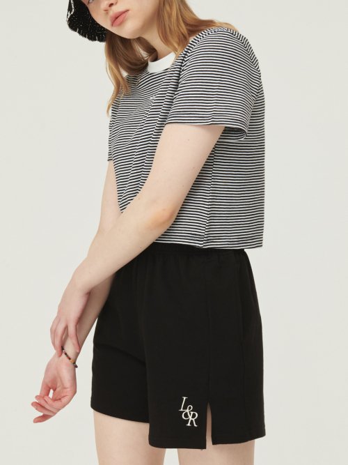 Logo Slit Half Sweat Pants [black]